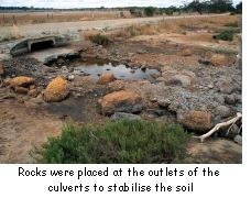 Rocks were placed at the outlets of the culverts